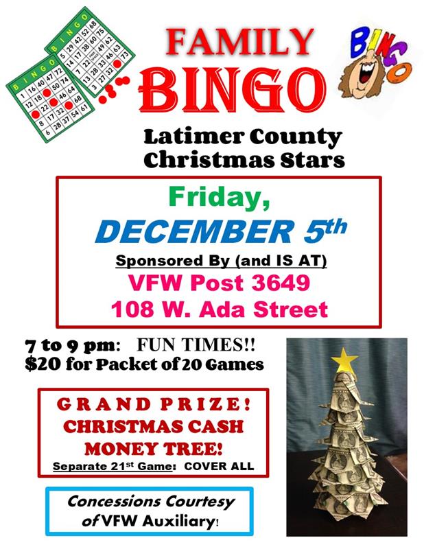 Latimer Co. Christmas Stars BINGO