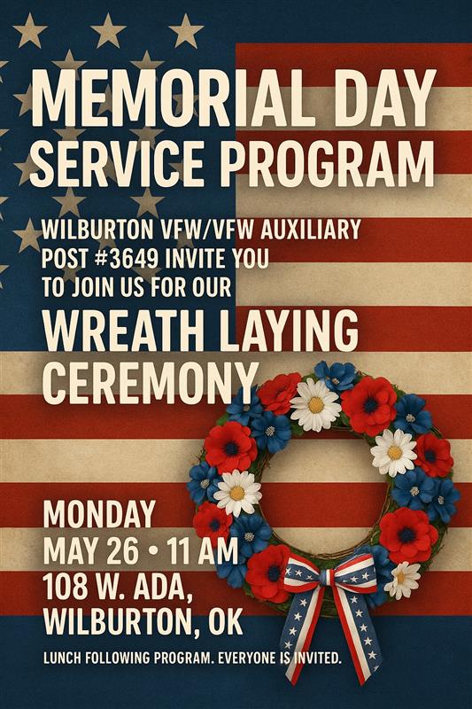 Wilburton VFW Post #3649 Memorial Day Service Program