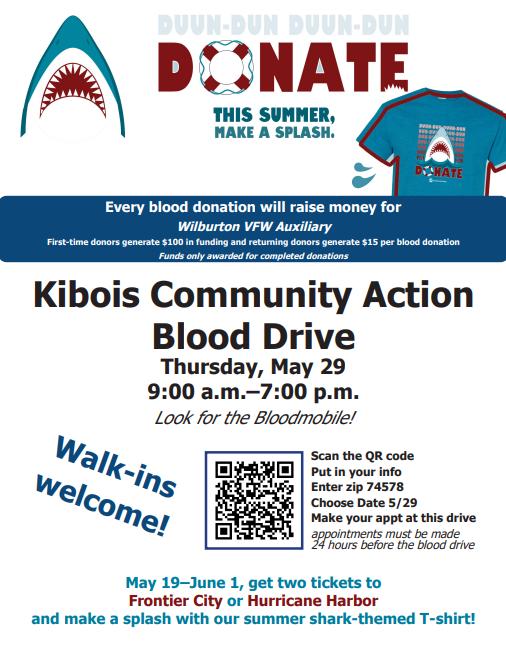 Wilburton VFW Auxiliary and Kibois Community Action Blood Drive