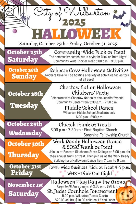 🎃Wilburton's Spooktacular Week of Fun!