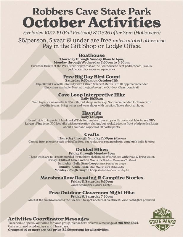 Robbers Cave Halloween Activites